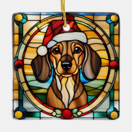 Enfeite de Natal de Vidro Pintado Dachshund