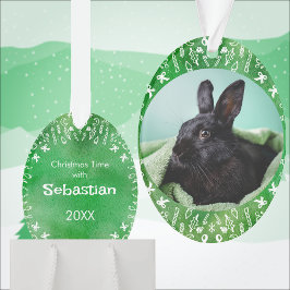 Enfeite de Natal DIY Coelho em Oval Verde