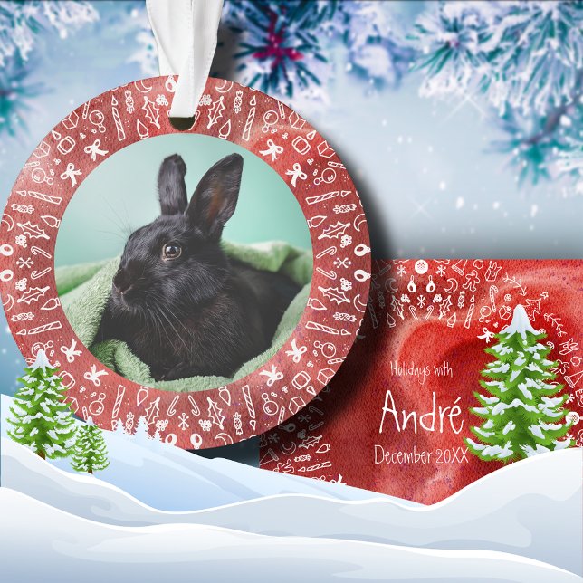 Enfeite de Natal DIY Coelho em Vermelho (Criador carregado)