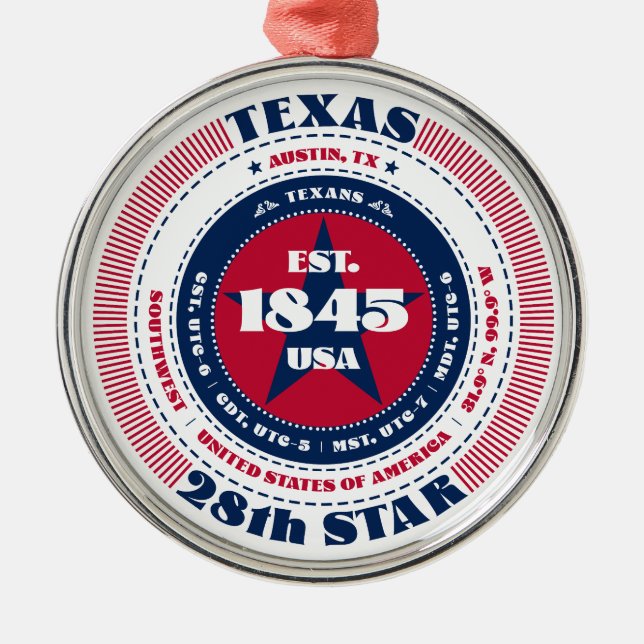 Enfeite de Natal do 28º Estado do Texas (Frente)