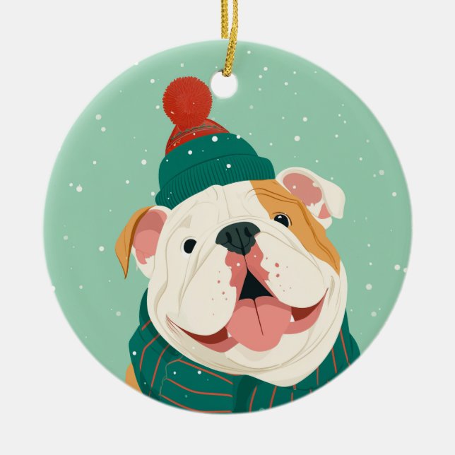Enfeite de Natal do Bulldog Inglês (Frente)