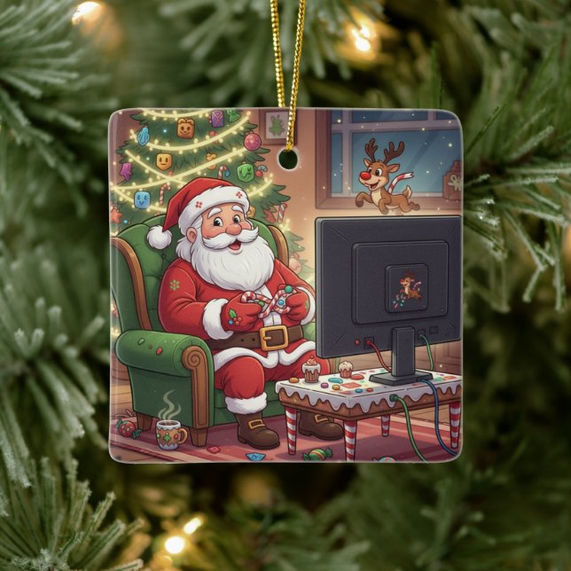 Enfeite de Natal do Gamer Papai Noel (Árvore)