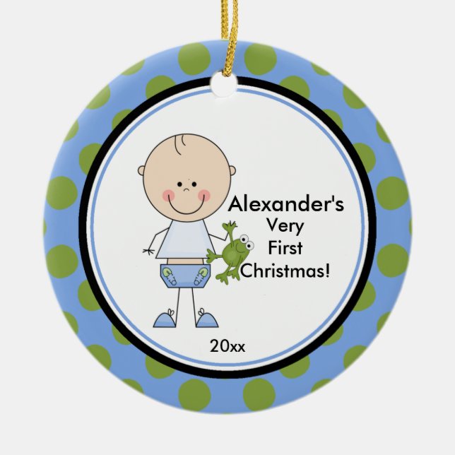 Enfeite de Natal do Menino Bebê de Palito Primeiro (Frente)