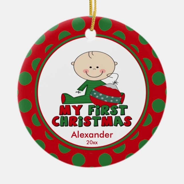 Enfeite de Natal do Menino Bebê Figura de Pau Prim (Frente)