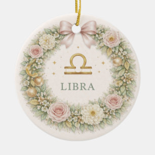 Enfeite de Natal do Zodíaco de Libra – Coroa Flora