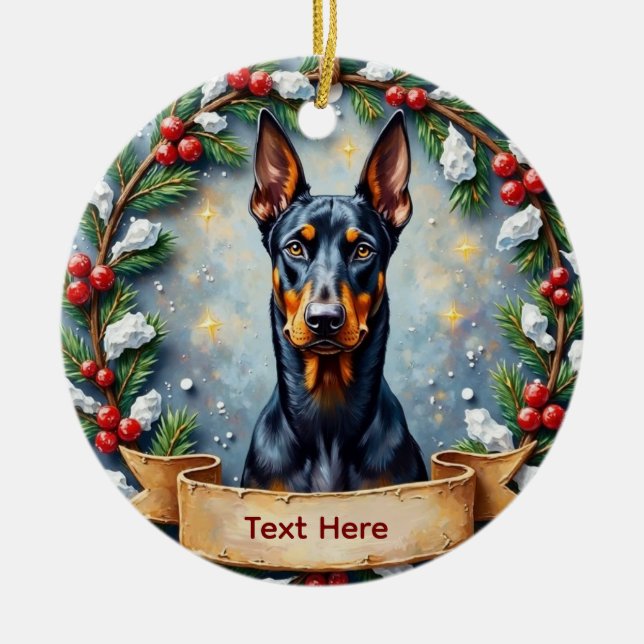 Enfeite de Natal Doberman (Frente)