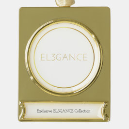 Enfeite De Natal Dourado Com Faixa byEL3GANCE - Tom Dourado de Ornamento de Banner