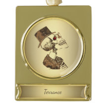 Crânio Pessoal de Ouro Antigo Estilo Steampunk