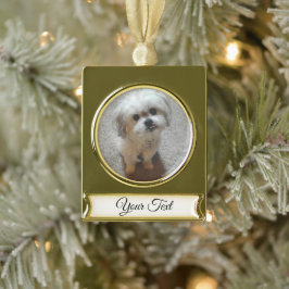 Enfeite De Natal Dourado Com Faixa Enfeite de Natal com Estandarte Malshi Urso