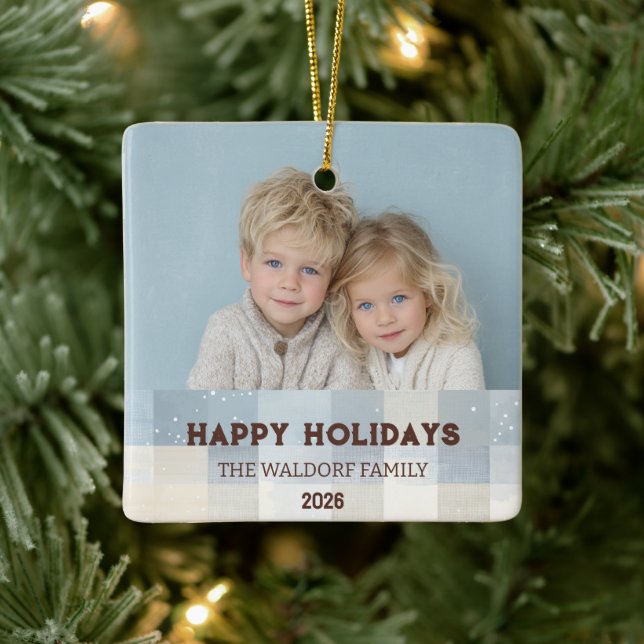 Enfeite de Natal Elegante com Foto da Família (Árvore)