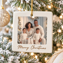 Enfeite de Natal Elegante Foto da Família Feliz Na