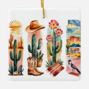 Enfeite de Natal em Aquarela do Estado do Arizona