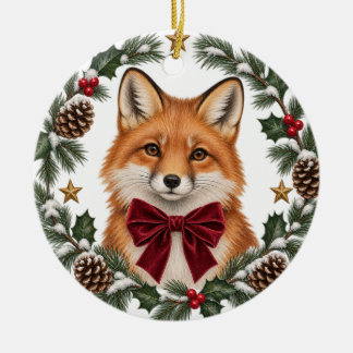 Enfeite de Natal em Cerâmica de Raposa da Floresta