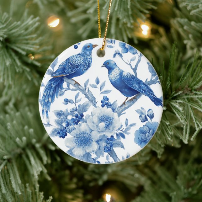 Enfeite de Natal em Chinoiserie Azul  (Árvore)