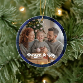 Enfeite de Natal em Xadrez com Foto de Família