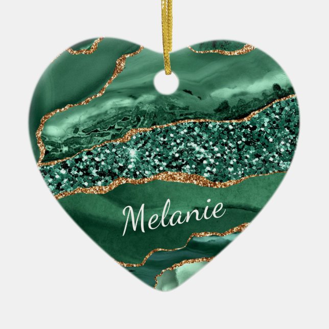 Enfeite de Natal Esmeralda Dourado Verde Nome Pers (Frente)
