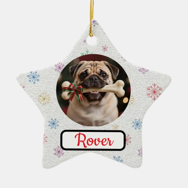Enfeite de Natal Estrela Pet Personalizável Cachor (Frente)