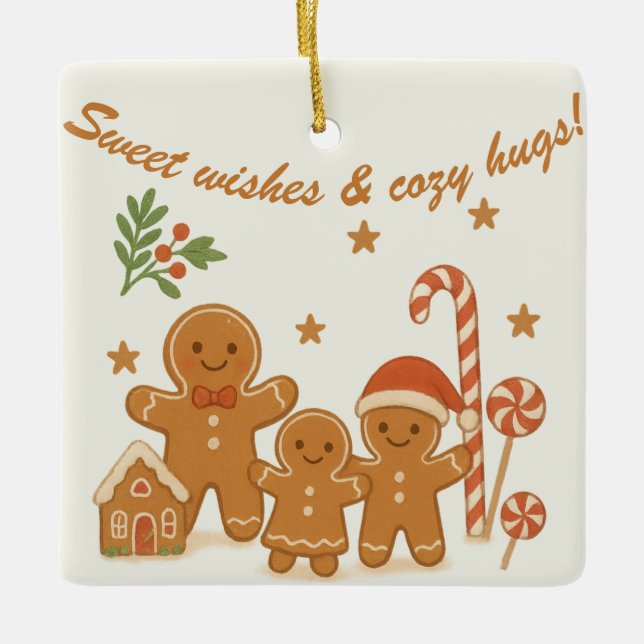 Enfeite de Natal Família de Biscoito de Gengibre S (Frente)