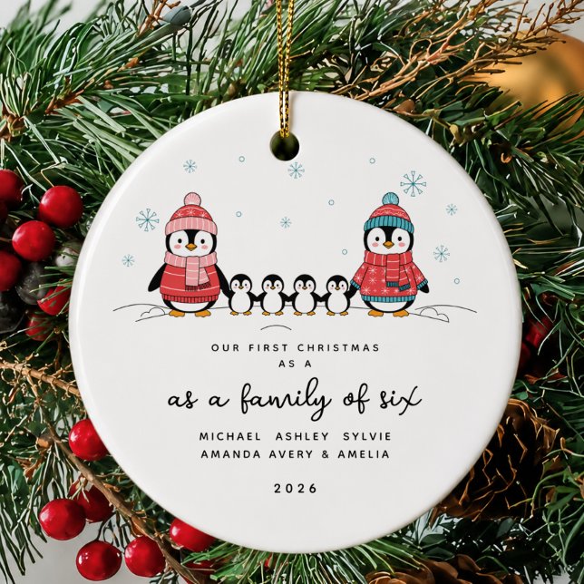 Enfeite de Natal Família de Pinguins de Seis (Criador carregado)