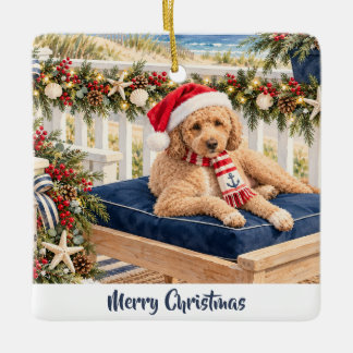 Enfeite de Natal Golden Doodle Costeiro Alegre