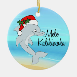 Enfeite de Natal Havaiano Tropical de Golfinho