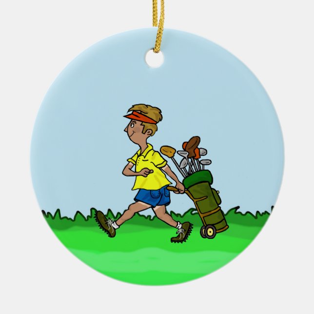 Enfeite de Natal Homem com Bolsa de Golfe (Frente)
