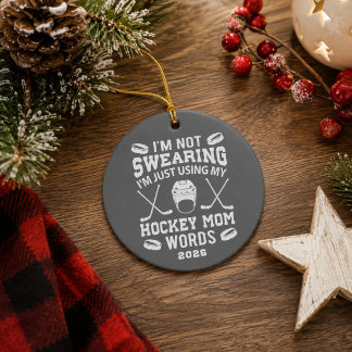 Enfeite de Natal Mãe de Hockey Engraçado Ano