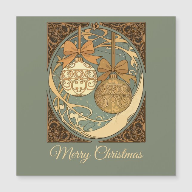 Enfeite de Natal Marrom e Bege Art Nouveau (Frente)