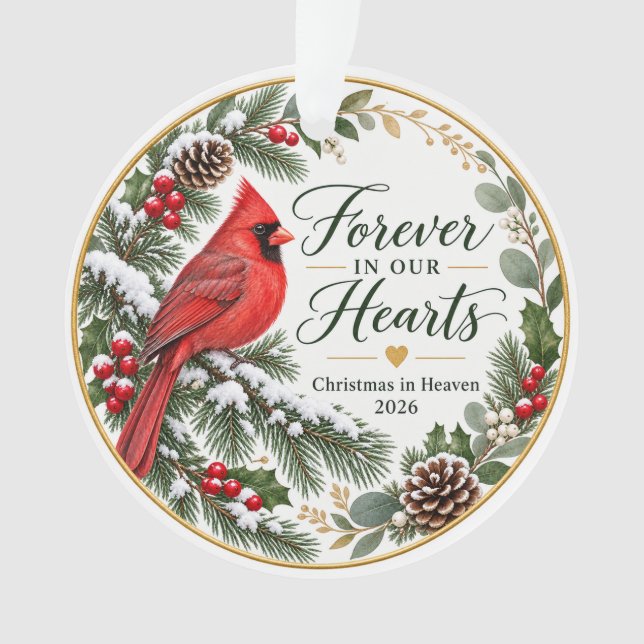 Enfeite de Natal Memorial de Cardinal 2026 | Para  (Frente)