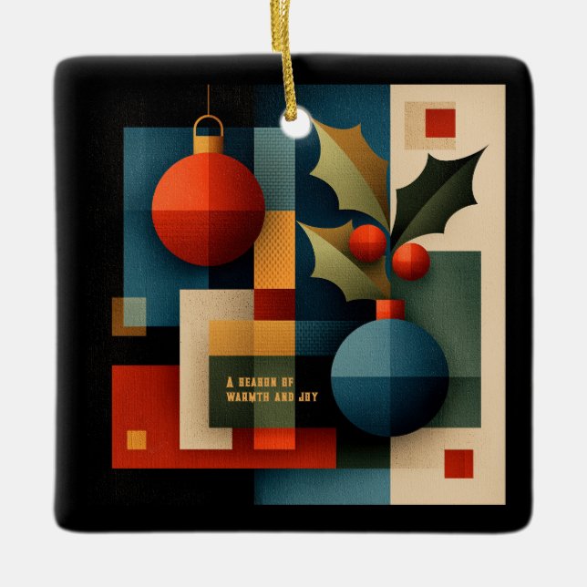 Enfeite de Natal Moderno de Meados do Século (Frente)