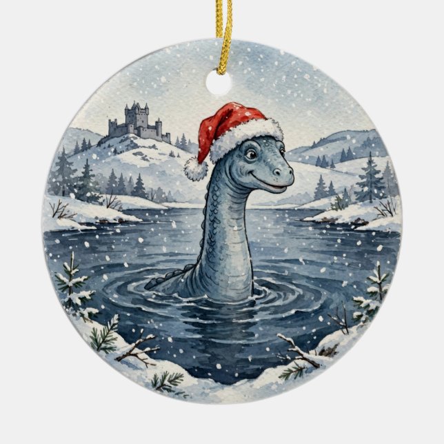 Enfeite de Natal Nessie Papai Noel (Frente)