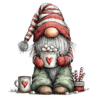 Enfeite de Natal Oval de Cerâmica Gnome