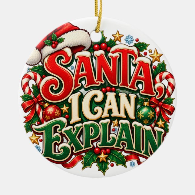 Enfeite de Natal Papai Noel Eu Posso Explicar (Frente)