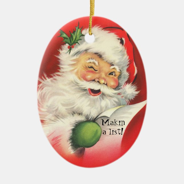 Enfeite de Natal Papai Noel Sorridente Vintage (Frente)