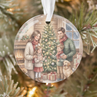 Enfeite de Natal Personalizado Aquarela Família