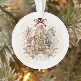 Enfeite de Natal Personalizado Aquarela Família