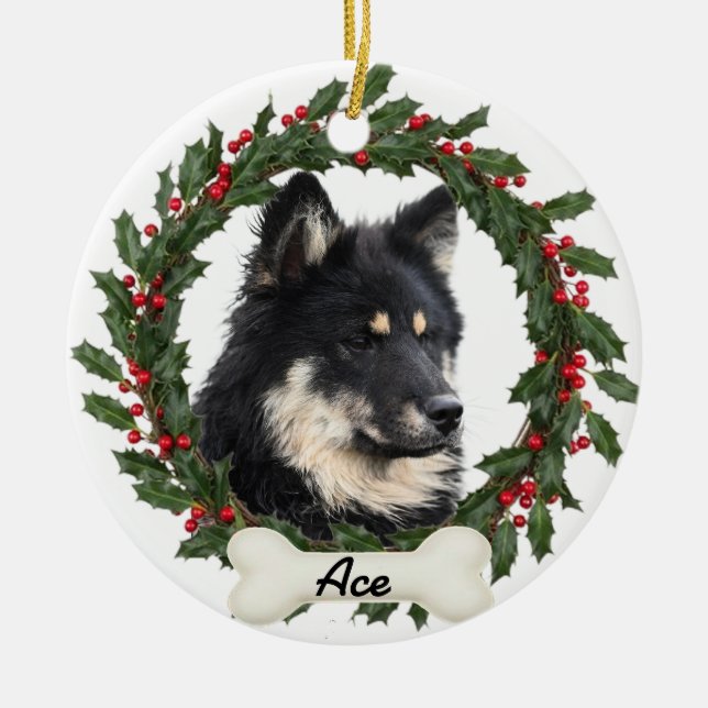 Enfeite de Natal Personalizado com Foto do Cachorr (Frente)