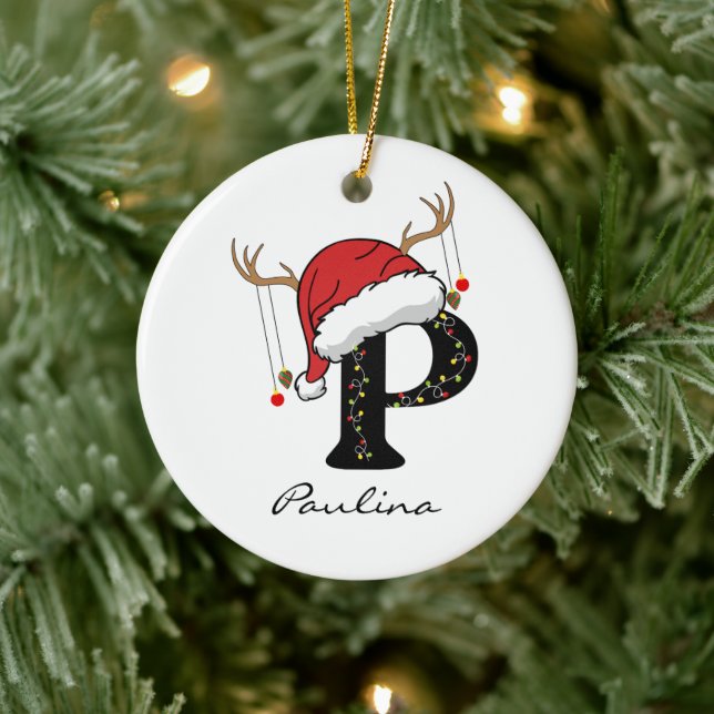 Enfeite de Natal Personalizado com Inicial de Alfa (Árvore)