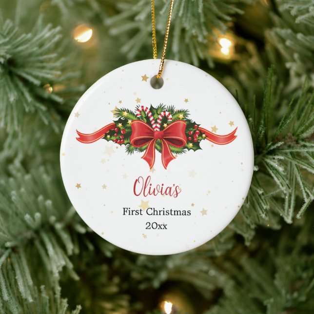 Enfeite de Natal Personalizado com Laço Vermelho p (Árvore)