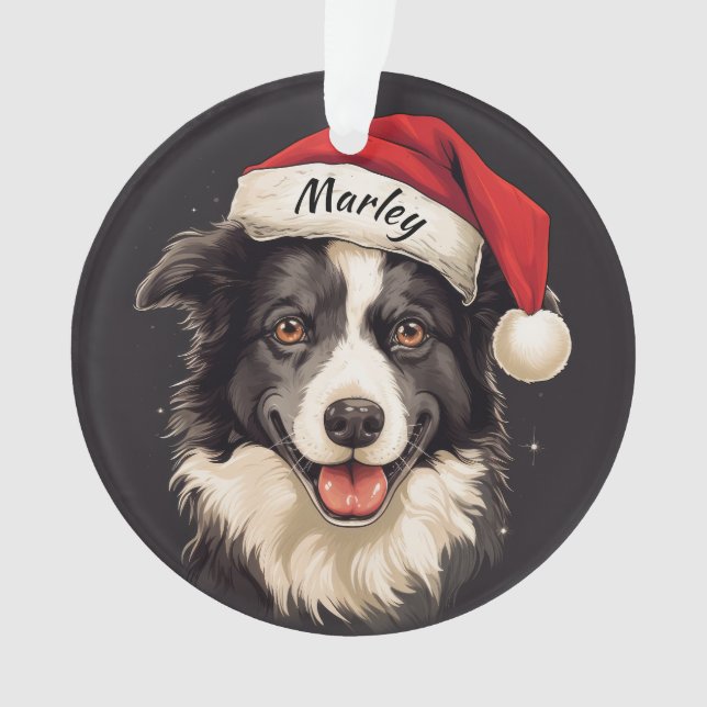 Enfeite de Natal Personalizado de Border Collie (Frente)