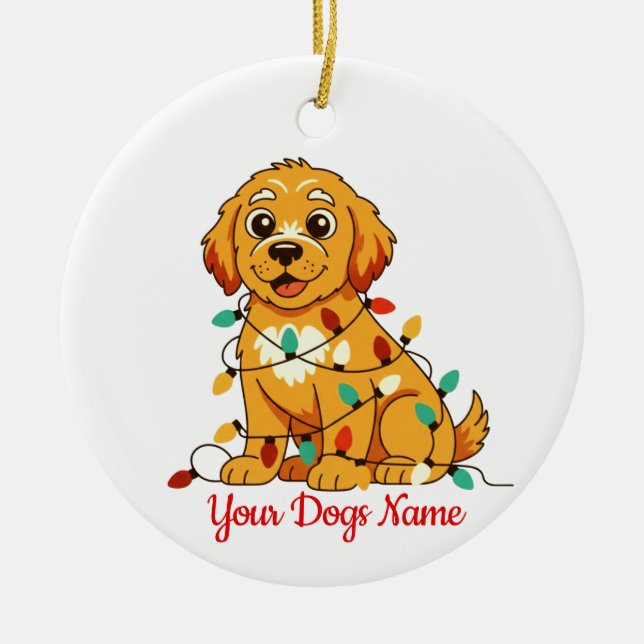 Enfeite de Natal Personalizado de Cachorro da Raça (Frente)