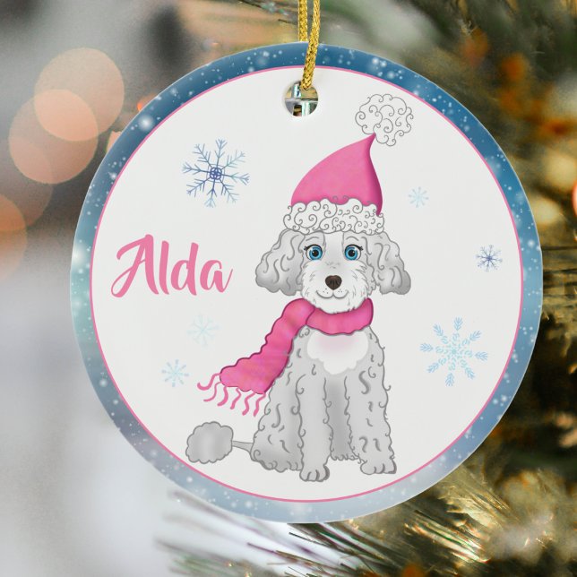 Enfeite de Natal Personalizado de Poodle Fofo de I (Criador carregado)