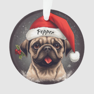 Enfeite de Natal Personalizado de Pug