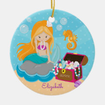Enfeite de Natal Personalizado de Sereia Fofa