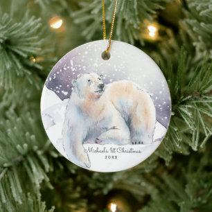 Enfeite de Natal Personalizado de Urso Polar
