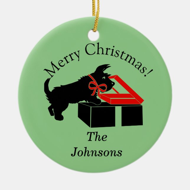 Enfeite de Natal Personalizado do Cachorro Scottie (Frente)