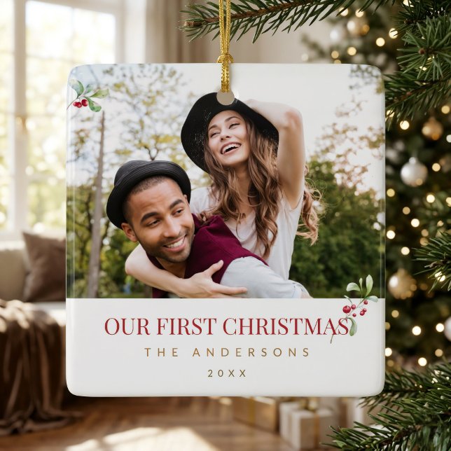 Enfeite de Natal Personalizado do Nosso Primeiro N (Criador carregado)