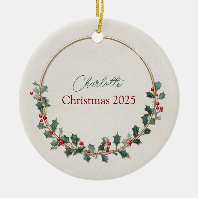 Enfeite de Natal Personalizado Luxo Discreto (Frente)