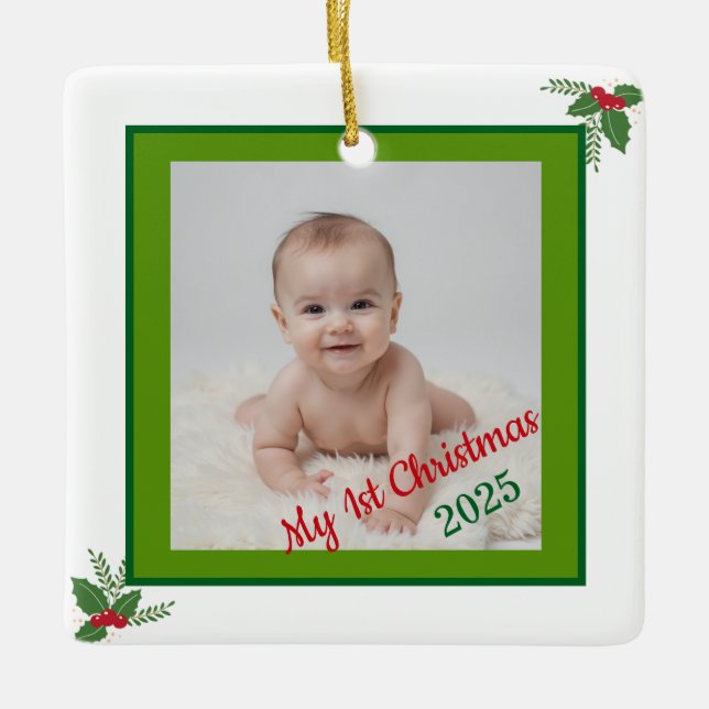 Enfeite de Natal Personalizado para o 1º Natal do  (Frente)