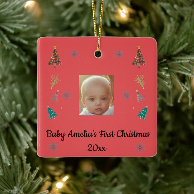 Enfeite de Natal Personalizado para o Primeiro Nat (Árvore)